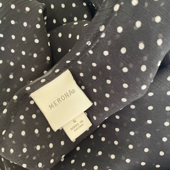 SOLD and white chiffon polka-dot vintage dress - Picture 8 of 8